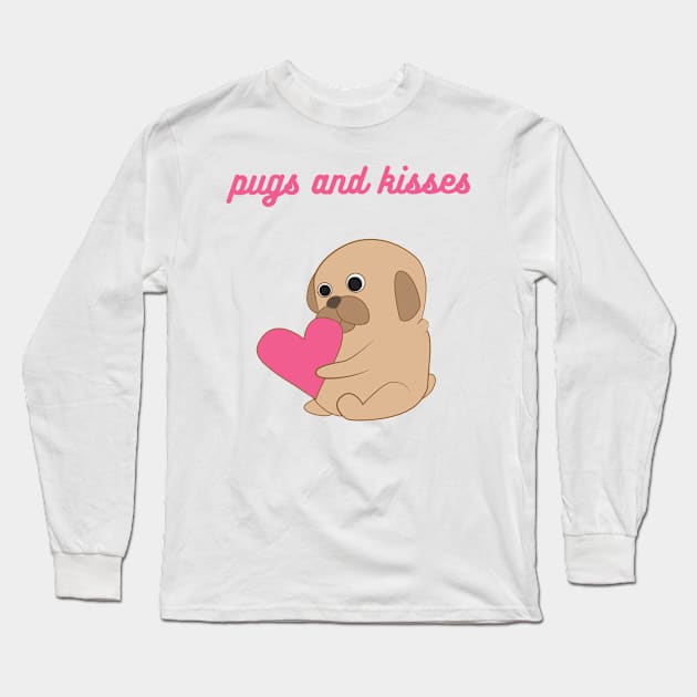 Pugs and Kisses pet design Long Sleeve T-Shirt by sj_arts